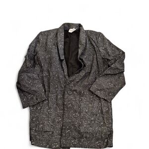 Vintage Womens Black and White Checkered Blazer Size 8